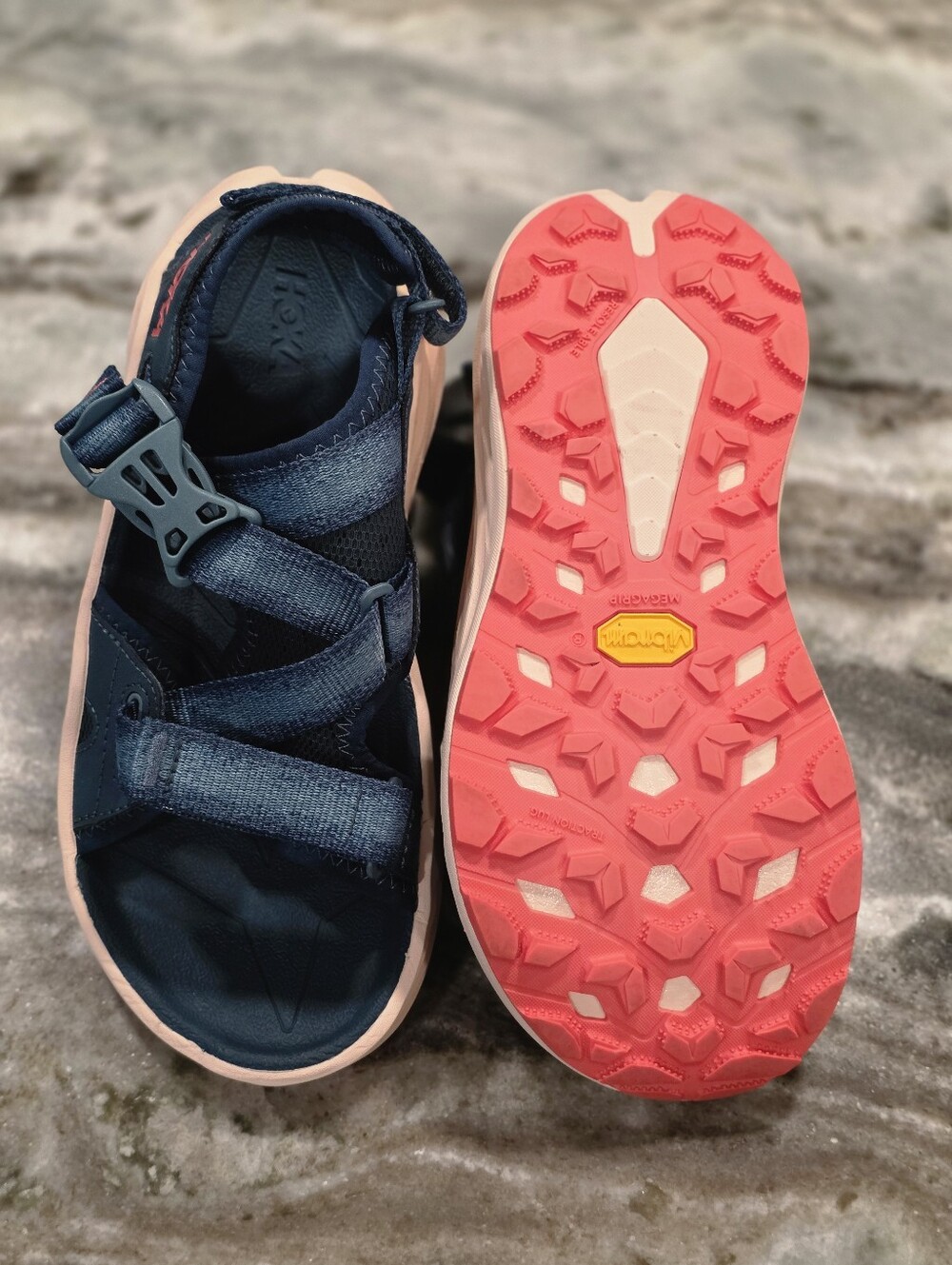 HOKA Infini Hike TC Vibram Hiking Sandals Womens 6.5 Blue Grapefruit Fit Like 7 - Picture 4 of 16
